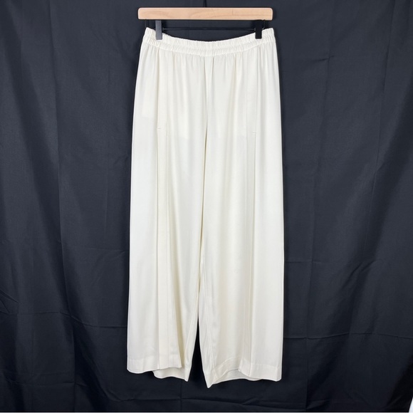 HELMUT LANG Womens Elegant Cream Satin Crepe Pull On Trouser Pants Size M Formal - Picture 1 of 8